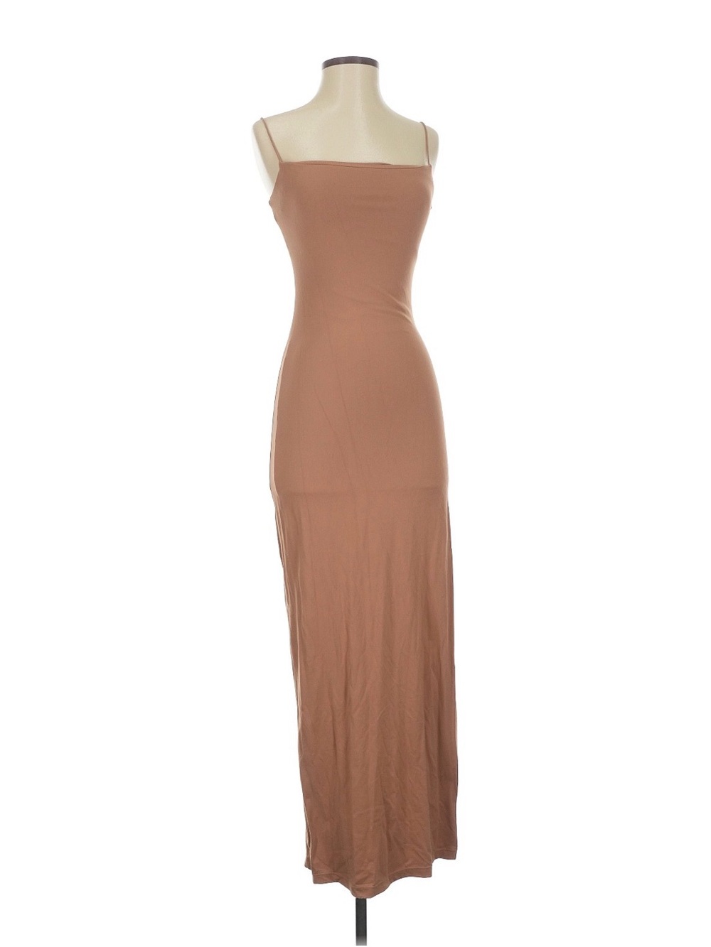 Sleek Spaghetti-Strap Maxi Dress in Tan